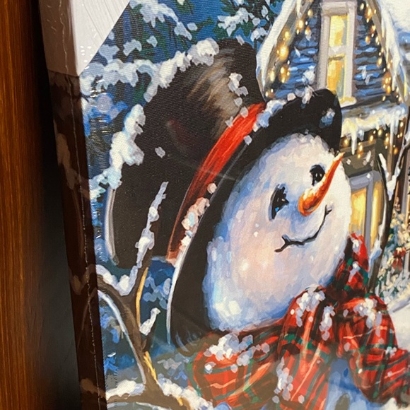 Celebrating Home Christmas Happy Snowman w/LED lighting on Canvas - Picture 4 of 12